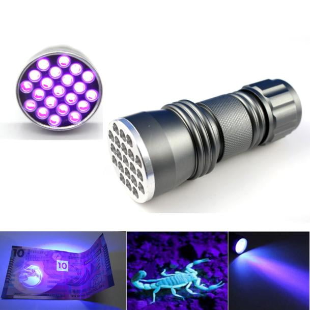 UV Ultra Violet 21 LED Flashlight Mini Blacklight Aluminum Torch Light Lamp Kit